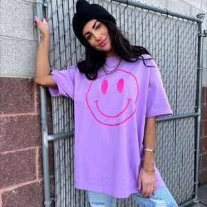 Purple Smiley Face Short Sleeve Tee